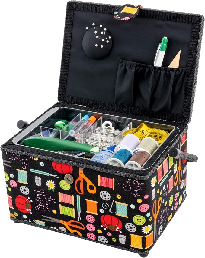 Dritz Large Sewing Basket, Black Sewing Notions - Image 3