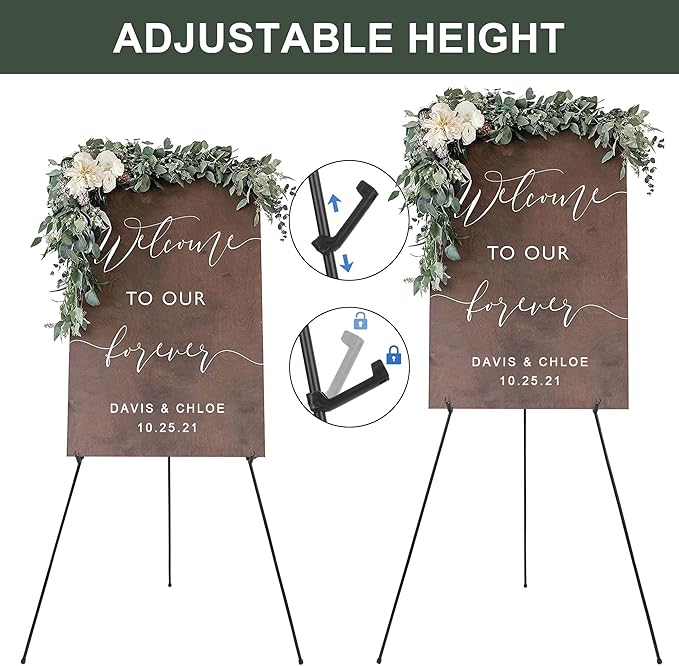 DANMO Easel Stand for Wedding Sign Poster 63'' Instant Display Easel for Floor Adjustable Metal Art Easel Black 3 Pack