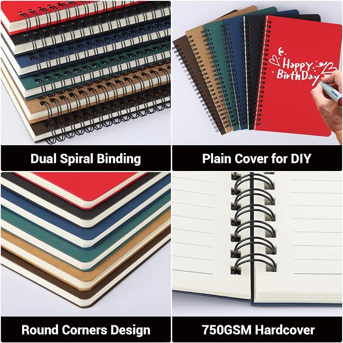 EUSOAR Students Ruled Spiral Notebook, A5 12packs 5.5"X8.3" 120 Pages Lined Travel Writing Notebooks Journal, Memo Notepad Sketchbook, Students Office Business Diary Ruled Book Journal-6 Colors - Image 4
