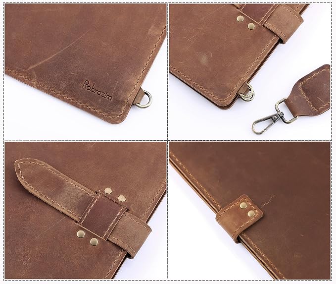 Robrasim Handmade Leather Sketchbook Cover, Artist Sketch Pad Holder for 11"X14" Sketchbook, Drawing Book and Pencil Case, Journal Notebook Portfolio with Shoulder Strap, Artist Gifts, Brown - Image 5