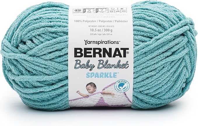 Bernat Baby Blanket Sparkle Seaside Sparkle Yarn - 1 Pack of 300g/10.5 oz - 100% Polyester - #6 Super Bulky - 220 Yards - Knitting/Crochet by Bernat