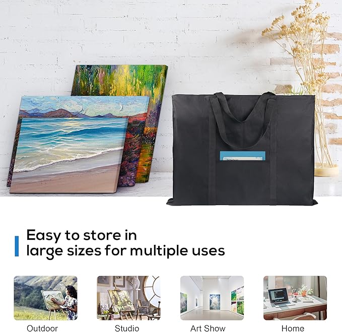 JJRING Dacron Art Portfolio Tote Bag 22'' x 28.5'' For 20'' x 26'' Black | Light Weight Carrying Storage Case Suitable Poster, Sketching, And Drawing - Image 7