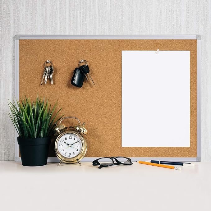 2-Pack Cork Board Bulletin Board 24 x 18, Silver Aluminium Framed Corkboard, Office Board for Wall Cork, Large Wall Mounted Notice Pin Board for Home, Office and School - Image 2