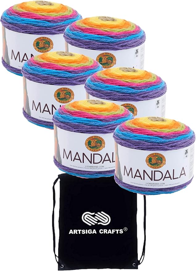 Lion Brand Yarn Mandala 525-209 Gnome | 3 Skeins, Same Dye Lot, Project Bag, CYC #3 DK-Light Worsted, 100% Acrylic, Ideal for Crochet, Knitting Baby Blankets by LionBrandYarn