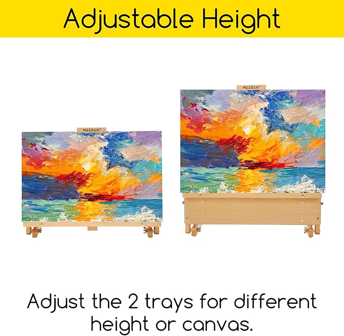 MEEDEN Large Drawing Board Easel, Solid Beech Wooden Tabletop H-Frame Adjustable Easel Artist Drawing & Sketching Board for Artists, Teens & Painters, Holds Canvas up to 23" high - Image 4