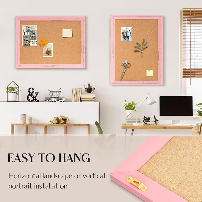 Cork Board Bulletin Board, 36"x24" Corkboard for Wall | Pink Wooden Frame, Decorative Pin Board, Message Board, Notice Board, Vision Board for Home, Office, Kitchen - Image 5