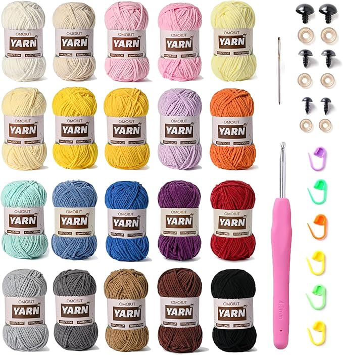 20 Pack 70.5oz/2624yds Bulky Multicolor Yarn Set, Plush Chenille Blanket Yarn for Crocheting, Fluffy Velvet Yarns for Crochet, Fuzzy Baby Yarns for Crocheting Soft, Crochet Amigurumi B by Unknown