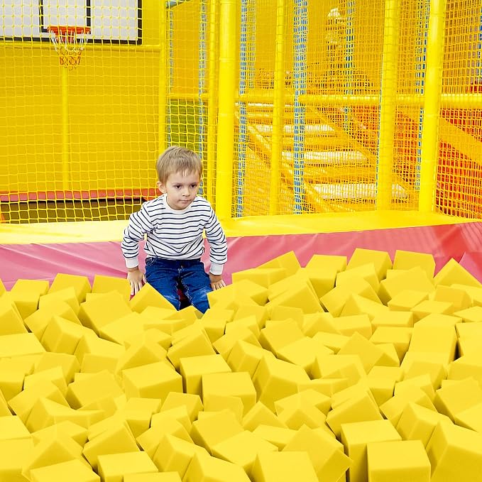 Foam Pit Cubes, 24 PCS 5 Inches Gymnastics Foam Blocks Trampoline Blocks, Multi-Sport Protective Padding for Freerunning, Trampoline, Parkour, Skate Parks & BMX -Yellow - Image 5