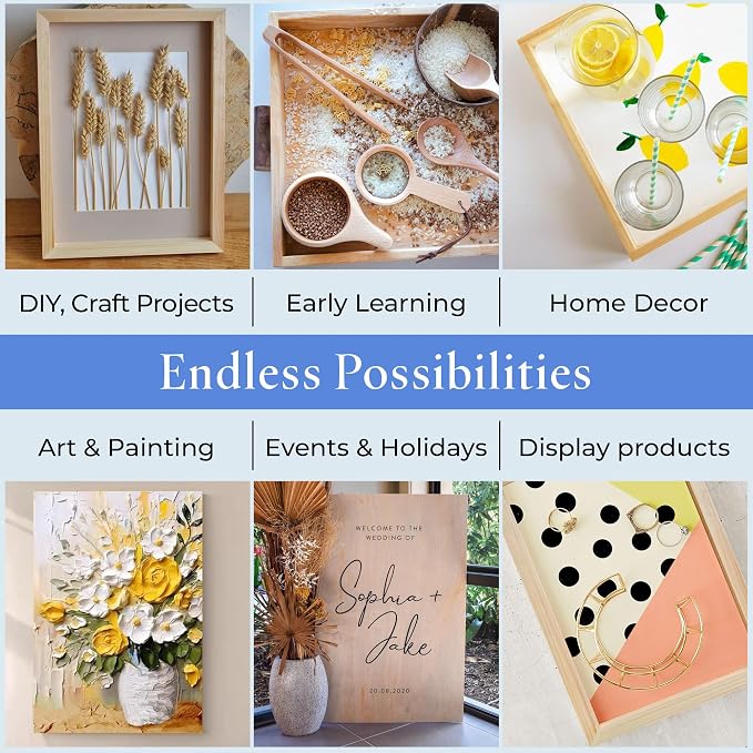 Small Square Wood Canvas 4 x 4 x 1-1/2 inch, Unfinished Wood Frames, Blank Wooden Signs for Crafts & Home Decor, by Woodpeckers - Image 6