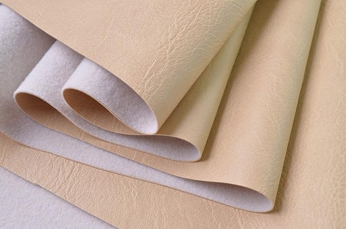 Wento Thick 3 Yard Faux Leather Fabric Soft Skin Grain PU Leather Fabric for Furniture Cover Reupholster Sofa Chairs Cushions Vinyl Upholstery (3 Yards, Beige) - Image 2