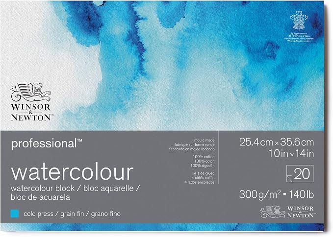 Winsor & Newton Professional Watercolor Paper Block, 10" x 14", Cold Pressed by WinsorNewton