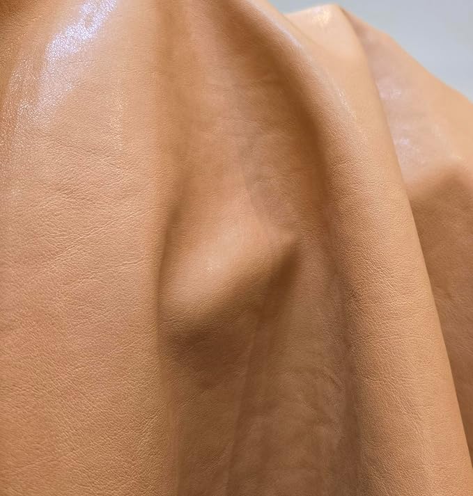NAT Leathers | Camel Wheat Soft Faux Vegan Leather PU (Peta Approved Vegan) | 20 Yards (720 x 54 inch) Cut by The Yard | Synthetic Pleather 0.9mm Smooth Nappa Upholstery | 720"x54" - Image 2