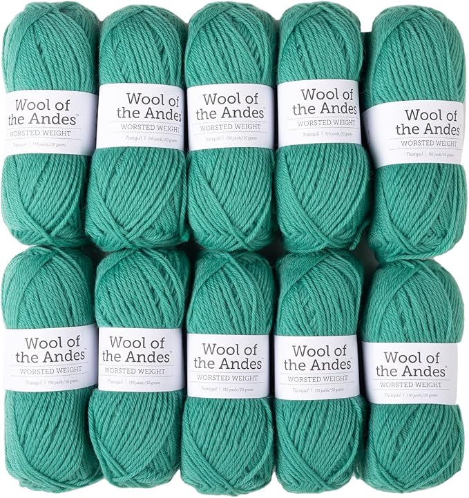 Knit Picks Wool of the Andes Blue 100% Wool Yarn Pack for Knitting | 10 skeins (500g total) of soft worsted weight crocheting yarn in Tranquil color, good for felting. by KnitPicks