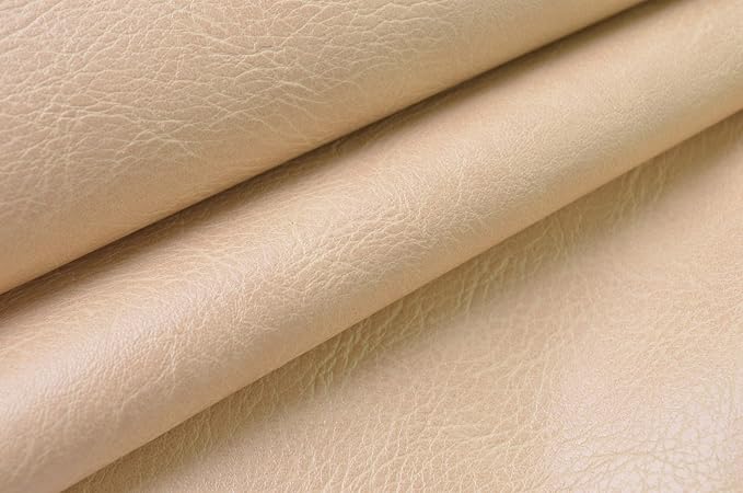 Wento Thick Faux Leather Fabric Soft Skin Grain PU Leather for Furniture Cover Reupholster Sofa Chairs Cushions Vinyl Upholstery (5 Yards, Beige) - Image 3