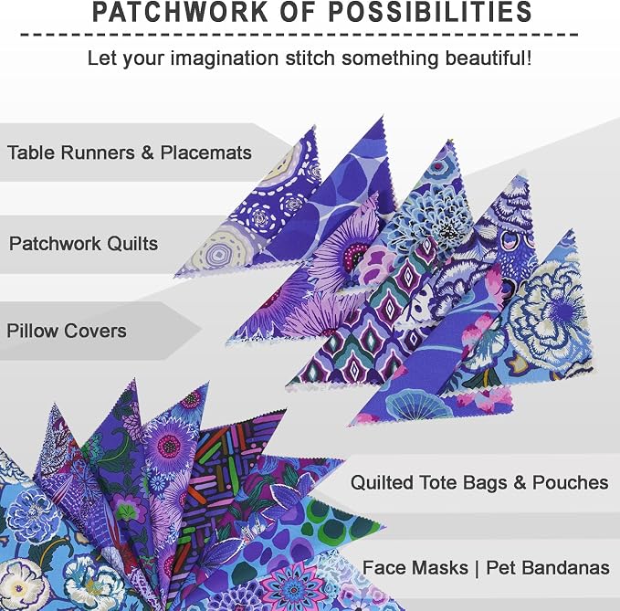 Soimoi 40 Pcs Cotton Fabric Squares Bundles Charm Packs for Quilting, Fat Quarter Layer Cakes, Precuts Quilt Squares 5 x 5 inches, DIY Fabric Bundle - Blue Harmony - Image 7
