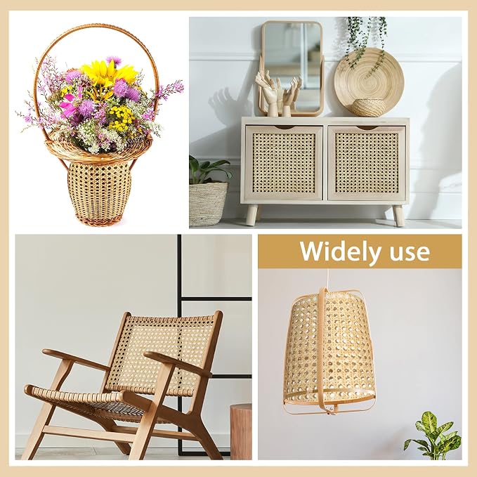 3 Feet 18'' Width Natural Woven Cane Webbing Roll, Rattan Repair Material | Pre-woven Natural Rattan Cane Webbing Roll, Durable Material, Flexible to Cut, Ideal for Chair Repair, Cabinet Renovation - Image 4