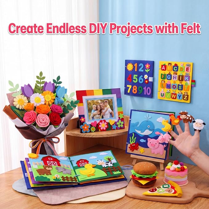 Reginary 120 Pcs 12 x 16 Inch Felt Sheets Bulk for Craft 40 Assorted Color Felt Fabric Squares Stiff Paper for Back to School Festival Holiday DIY Craft Sewing Patchwork - Image 3