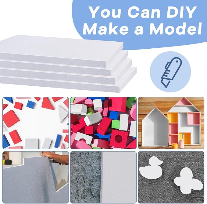 Frienda 12 Pcs Xps Foam Board Craft Foam Sheet,12" X 12" X 1/2",White | Foam Core Board Bulk, Thick Foam Panels, for Crafting DIY Modeling Sculpture Floral Arrangement Art, Fit School Home Office - Image 7