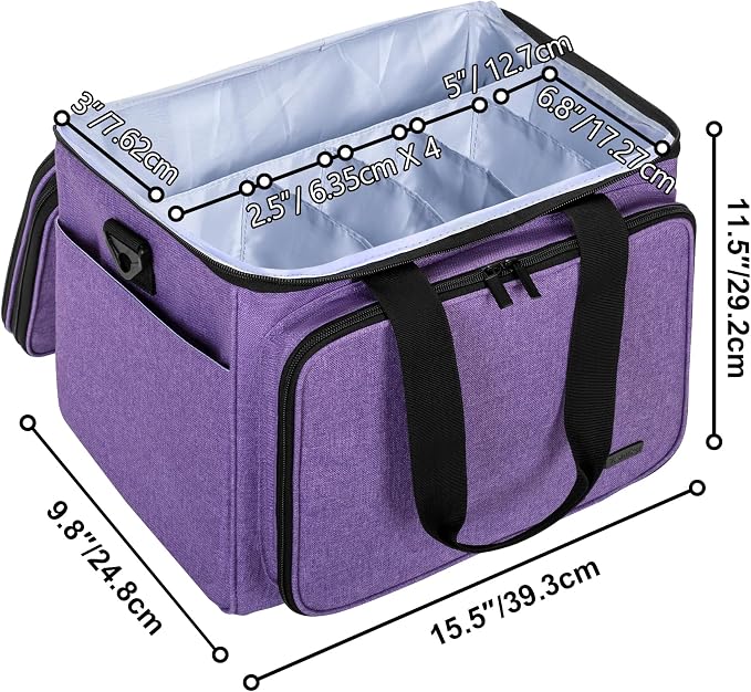 Teamoy Crochet Bag, Knitting Bag Yarn Storage Tote, Yarn Organizer, Purple | Yarn Holder for Crocheting, with Inner Divider and Cover, for Yarn Skeins, Project, Knitting Needles, and Crochet Supplies - Image 5