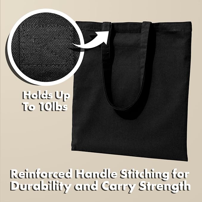 Carrywell Canvas Tote Bags, 15"x16", Bulk Totes For Screen Print, Blank Cotton Cloth Reusable Shopping Bags - Image 5