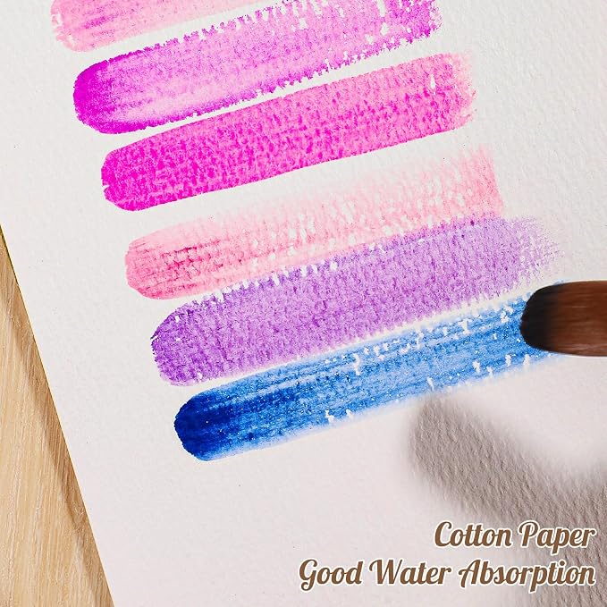 Prudiut Watercolor Paper, 120 Sheets, 5 x 7 in, 140 lb, Cold Press | Cotton paper, 300 GSM, white surface, absorbs paint evenly, resists pilling and warping, for kids, students, artists - Image 7