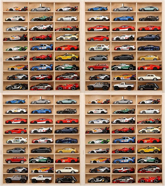for Hotwheels Wooden Display Case 108 Space 1/64 Scale Toy Car Display Case Fit for Hotwheels Wall Mount Wooden Storage Display Shelf for Toy Cars Model Car Display Organizer Fit for Matchbox Diecast