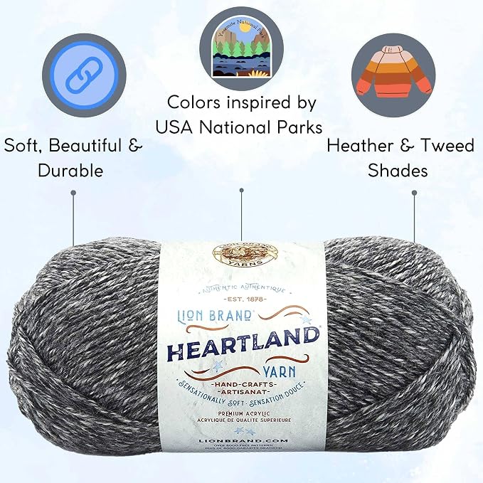 Lion Brand Yarn Heartland 136-149 Great Smokey Mountains | 3 Skeins, Same Dye Lot, Project Bag, CYC #4 Worsted, 100% Acrylic, Ideal for Crochet, Knitting Scarves, Blankets - Image 2