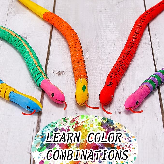 Gejoy 1000 Pieces Wooden Snakes 12 Inch Unfinished Jointed for Arts Crafts | Wiggle Snake Toys to Paint, Flexible Wood Snakes, Blank Wood Animal Models, Halloween Birthday Party Favors Decorations - Image 4
