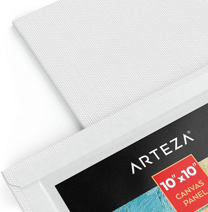 ARTEZA Canvases for Painting, Pack of 14, 10 x 10 Inches, Square Blank Art Canvas Boards, 100% Cotton, 12.3 oz Gesso-Primed, Art Supplies for Adults and Teens, Acrylic Pouring and Oil Painting - Image 3