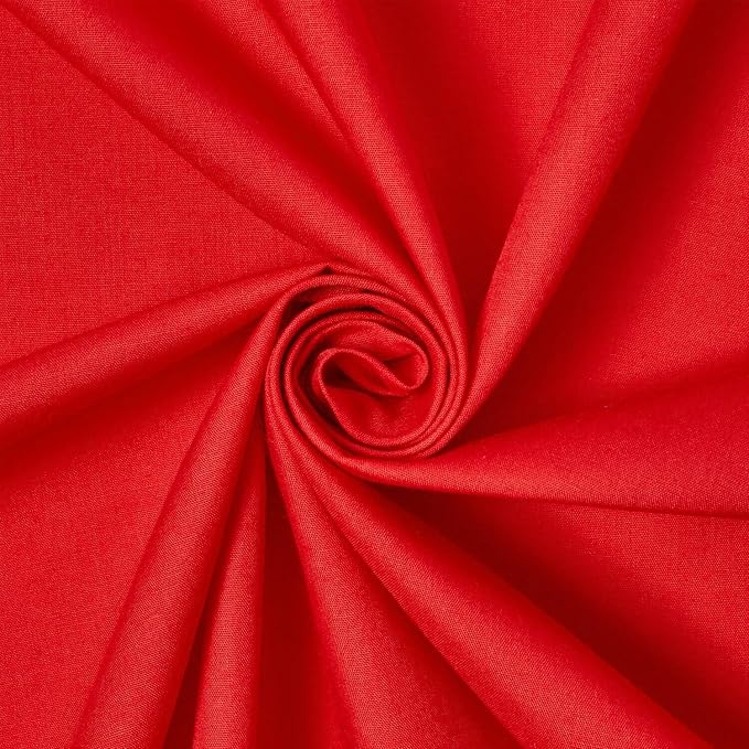 Cotton Polyester Broadcloth (44/45 Inch) Plain Weave Fabric by The Yard - for Sewing Fashion Apparel, Decor, & More (Red, 5 Yards) by FWD