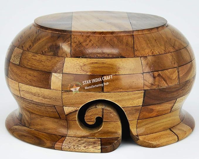 SIC Wooden Yarn Bowl for Knitting and Crochet, Curved Sheesham Grain, 6 in | Hand-turned rosewood; smooth no-snag yarn slot; stable weighted base - Image 4