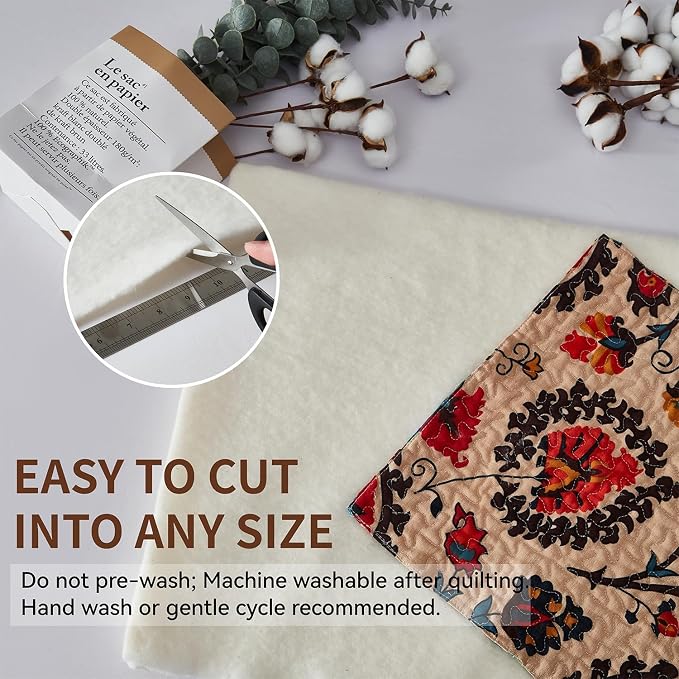TQNSIE 100% Natural Cotton Batting for Quilting 90-Inch x 96-Inch | 200GSM Lightweight Batting Fabric,All Season Quilt Batting Queen Size, Craft and Wearable Arts | 200GSM Lightweight Batting Fabric,All Season Quilt Batting Queen Size, Craft and Wearab... - Image 5