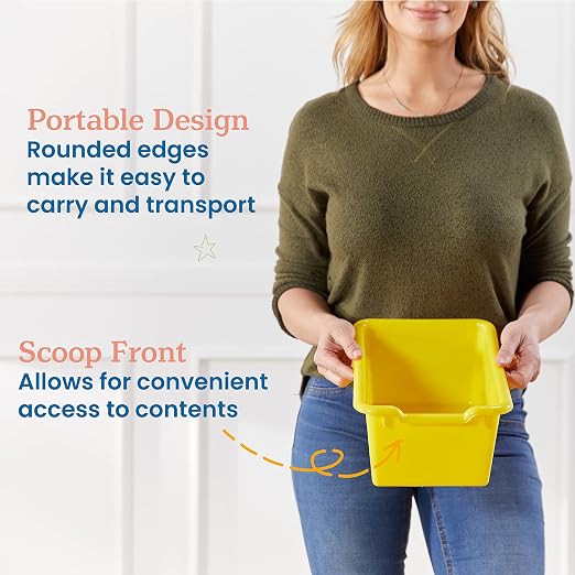 ECR4Kids Scoop Front Storage Bin, Multipurpose Organization, Yellow, 5-Piece - Image 4