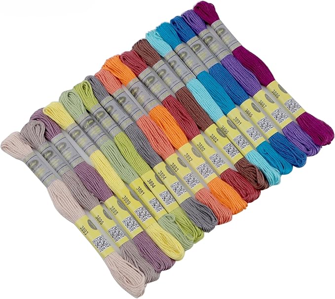16 Skeins Double Mercerized Egyptian Cotton Embroidery Floss 8.75 Yards Per Skein for Cross Stitch Thread, Friendship Bracelets Floss, Craft Floss, Embroidery Floss Set (Set 20 (16 Skeins)) by AmoHilosThread