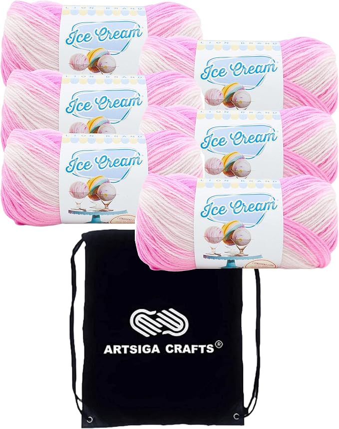 Lion Brand Yarn Ice Cream 923-209 Birthday Cake | 6 Skeins, Same Dye Lot, Project Bag, CYC #3 DK-Light Worsted, 100% Acrylic, Ideal for Crochet, Knitting Baby Blankets, Tees by LionBrandYarn