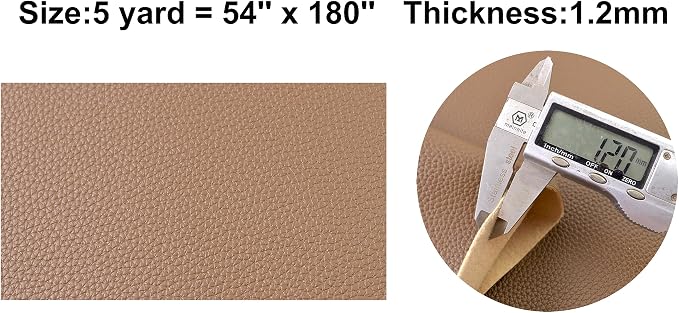 5 Yards 54" x 180" Soft Faux Leather Fabric Brown Fake Leather Fabric Upholstery Vinyl for Sofa Bags Chairs Car Seats DIY Crafts - Image 3