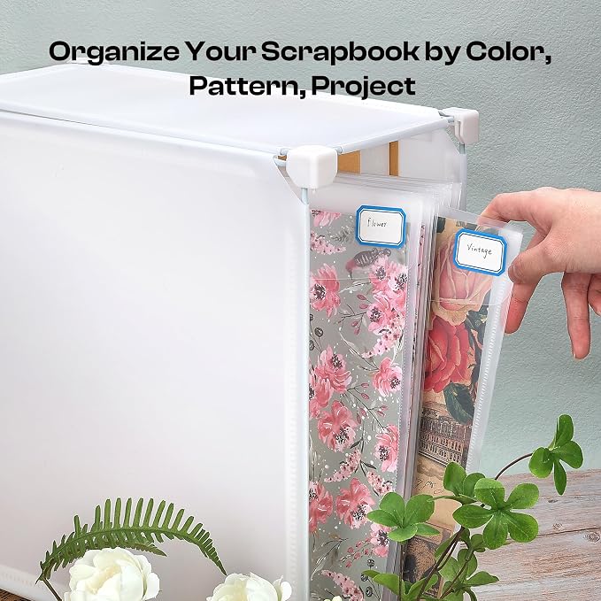 50 PCS 12 x 12 Paper Storage Organizer with 72 PCS Sticky | Scrapbook Paper Storage with 72 PCS Sticky Tabs, Holding Scrapbooking, Cardstock, Vinyl, Photo, File for CraftRoom - Image 8