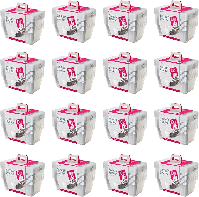 Life Story 6 Liter Shoe, Accessory, and Closet Plastic Storage Box Multi-Purpose Lidded Stacking Tote Containers, Clear (160 Pack) - Image 2