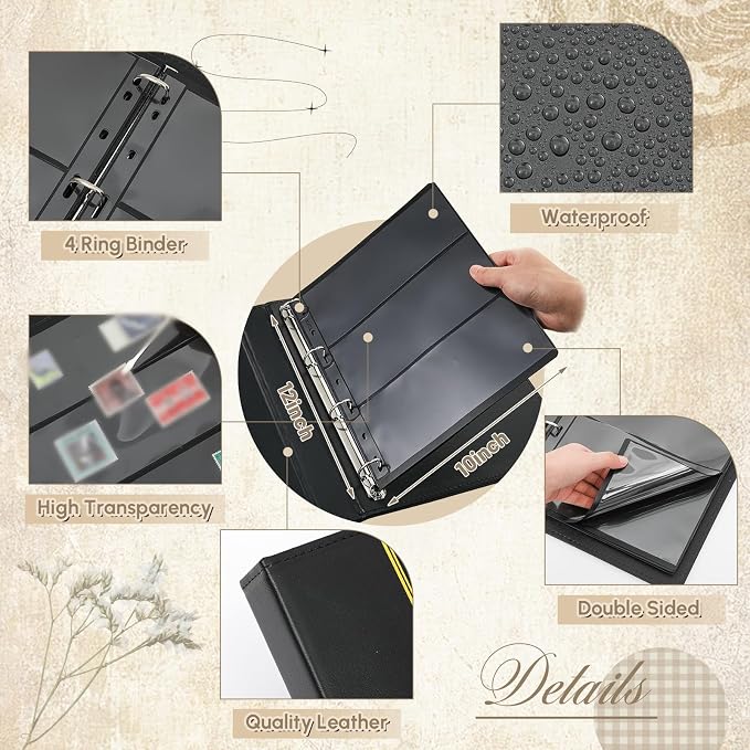 Stamp Collecting Album Binder Kit for Collectors, 1/2/3/4 Rows Banknotes Storage Book with 20 Stamp Pages, 4 Ring Binder, Tweezers and Magnifier, for Paper Money Bill Postage, Beginner Hobbyists Gift - Image 3