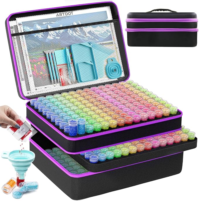 ARTDOT 420 Slots Storage Container for Diamond Art Kits for Adults,Portable Bead Storage Boxes for Diamond Painting Accessories and Tools by ARTDOT
