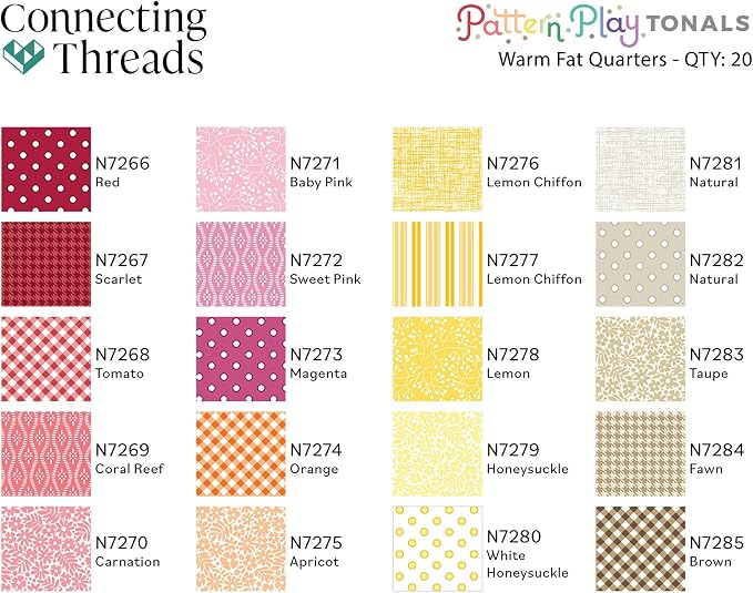 100% Cotton Fat Quarters Fabric Bundles for Sewing | 20 pieces of 18x22 inch geometric precut cotton fat quarters in the Pattern Play Tonals collection - Image 2