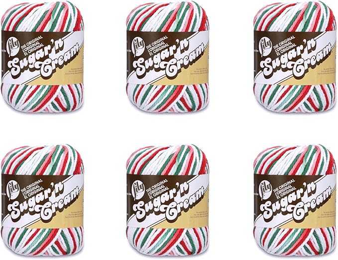 Lily Sugar'N Cream Mistletoe Yarn - 6 Pack of 57g/2oz - Cotton - 4 Medium (Worsted) - 95 Yards - Knitting/Crochet by Lily