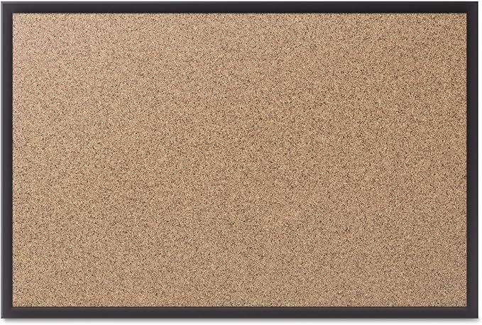 Quartet Cork Bulletin Board 36"W x 24"H Pin Board, Black Aluminum Frame (2303) by Quartet