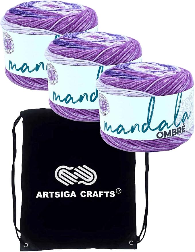 Lion Brand Yarn Mandala Ombre 551-219 Chi | 3 Skeins, Same Dye Lot, Project Bag, CYC #4 Worsted, 100% Acrylic, Ideal for Crochet, Knitting Baby Blankets, Shawls by LionBrandYarn
