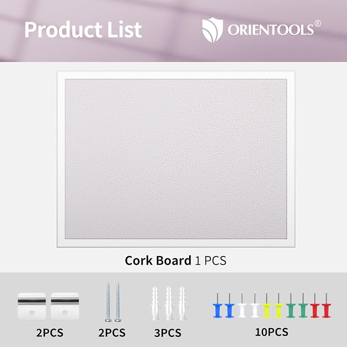 ORIENTOOLS 30x40 White Cork Board, Wooden Frame, Hanging Pin for Office | 30x40 inch white cork board, wooden frame, cork surface resists pinholes, easy wall hanging, office school home - Image 9