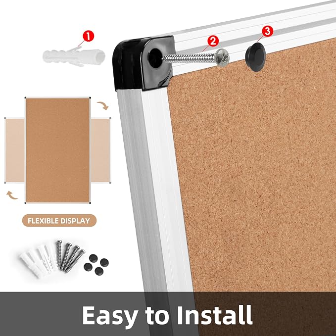 Extra Large Cork Bulletin Board 72" X 48", Silver Aluminum Framed 6'x4' Corkboard for Wall, Wall Mounted Notice Pin Board with 18 Push Pins for School, Home & Office - Image 6