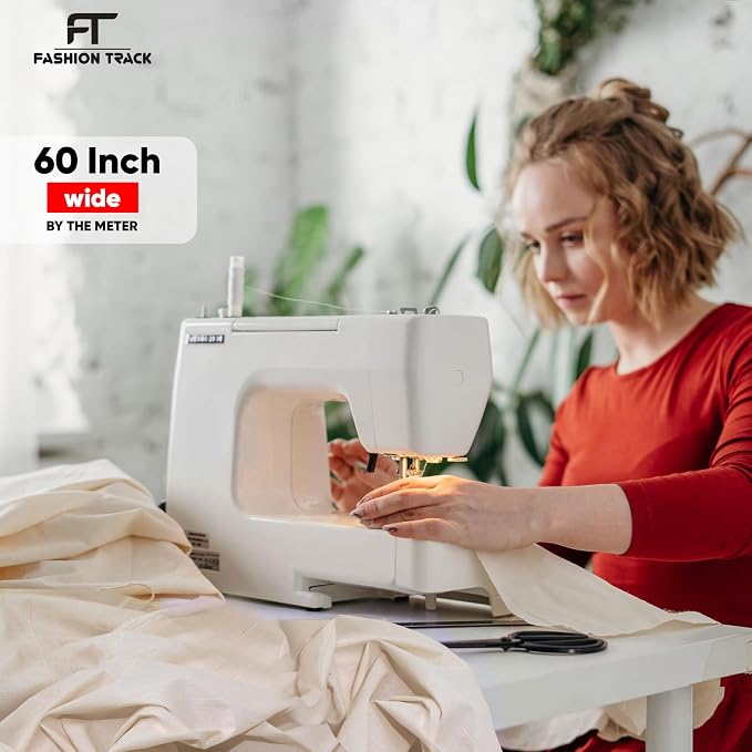 FT Calico Fabric 58" Wide 100% Cotton Natural Muslin (5 Yard) | 100% Cotton Medium Weight Calico Fabric for Sewing, Quilting, Curtain Linings, Pillowcases & DIY Projects - Image 4