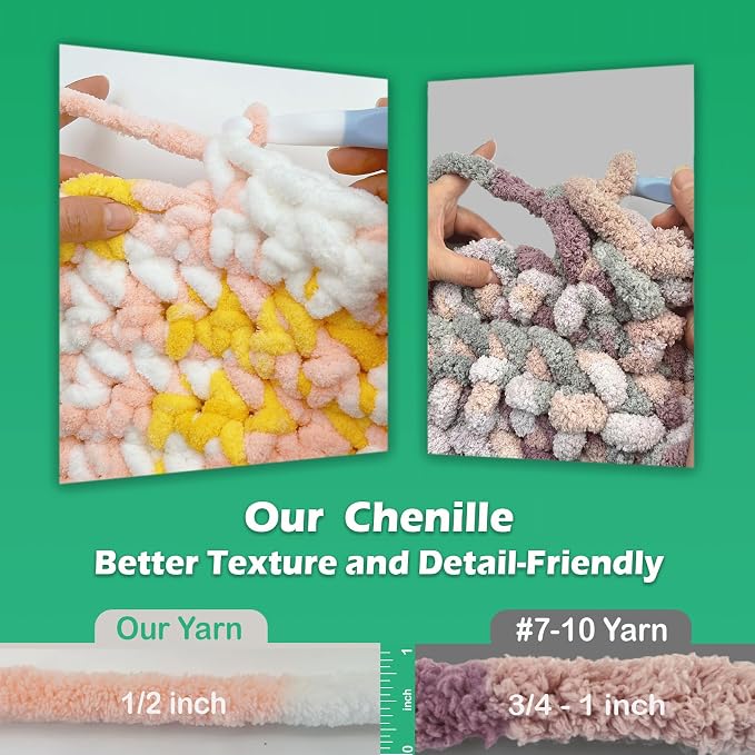 Chunky Chenille Yarn for Crocheting - Bulky Fluffy Yarn for Knitting -100% Polyester-Hand Knitting Blanket DIY (Sage Green, 8 Pack) - Image 4