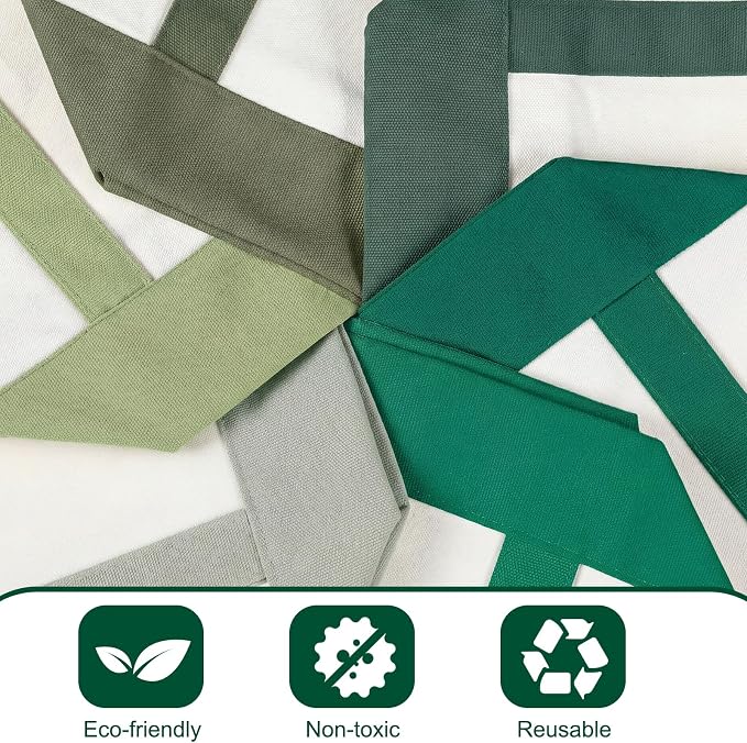 Eccliy 12 Pcs Mini Canvas Tote Bags 13" x 11" x 6" Small Tote Shopping Bag Bulk with Pocket Handle Blank Heavy Duty Reusable Canvas(Sage Green Series) - Image 5