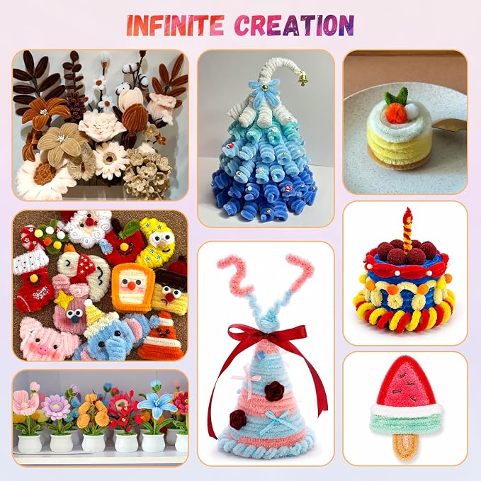 1200 PCS 24 Colors Pipe Cleaners | Pipe Cleaners Bulk for Crafts, Multi-Color Chenille Stems for Projects Creative DIY Room Decor(12inch*6mm) - Image 8